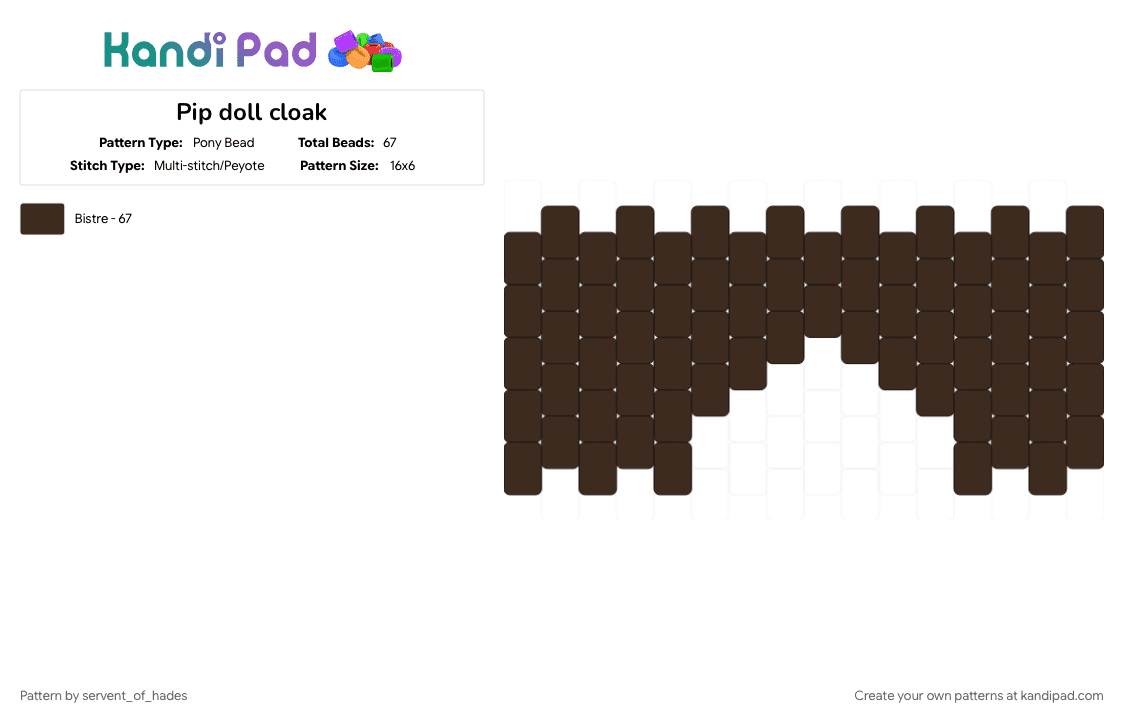 Pip doll cloak - Pony Bead Pattern by servent_of_hades on Kandi Pad - cotdadventurenovels, dnd, dungeons and dragons, personal character