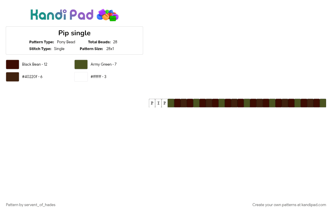 Pip single - Pony Bead Pattern by servent_of_hades on Kandi Pad - brown, dnd, dungeons and dragons, oh my gods its my son aagdj e, original character, tan