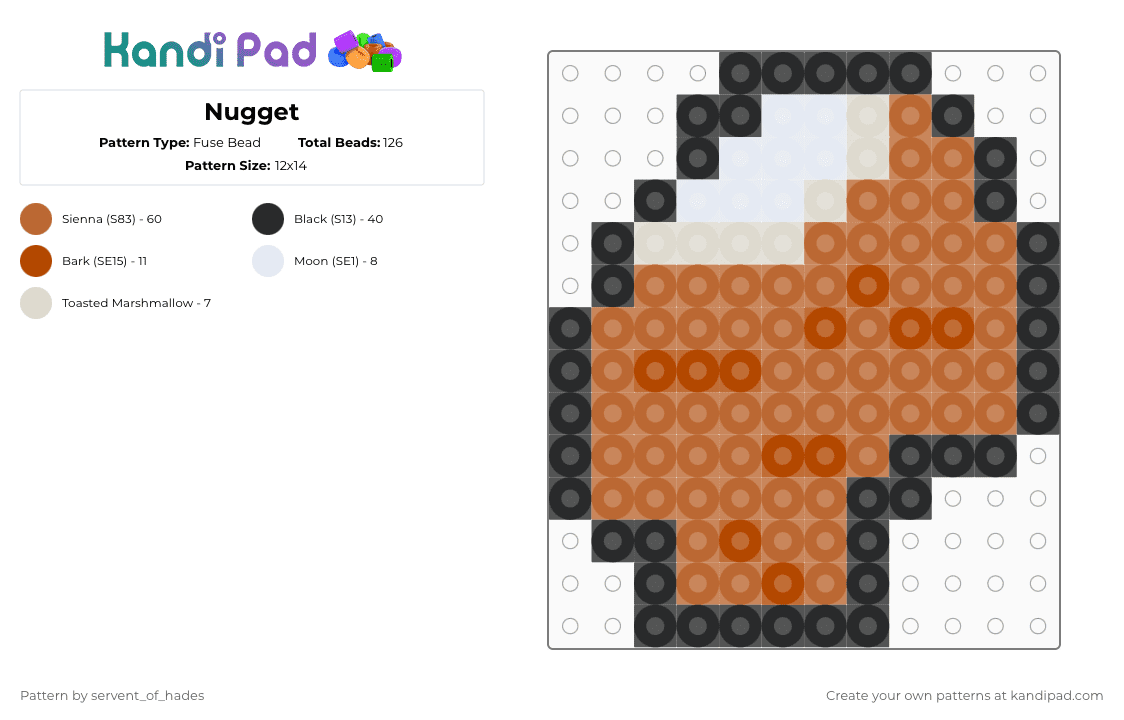 Nugget - Fuse Bead Pattern by servent_of_hades on Kandi Pad - tan,game,food
