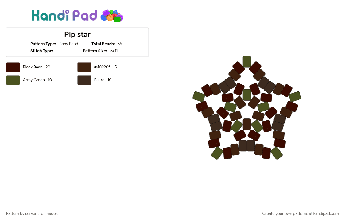 Pip star - Pony Bead Pattern by servent_of_hades on Kandi Pad - 