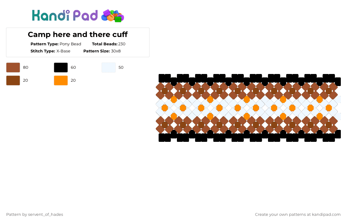 Camp here and there cuff - Pony Bead Pattern by servent_of_hades on Kandi Pad - red,will wood,music,cuff