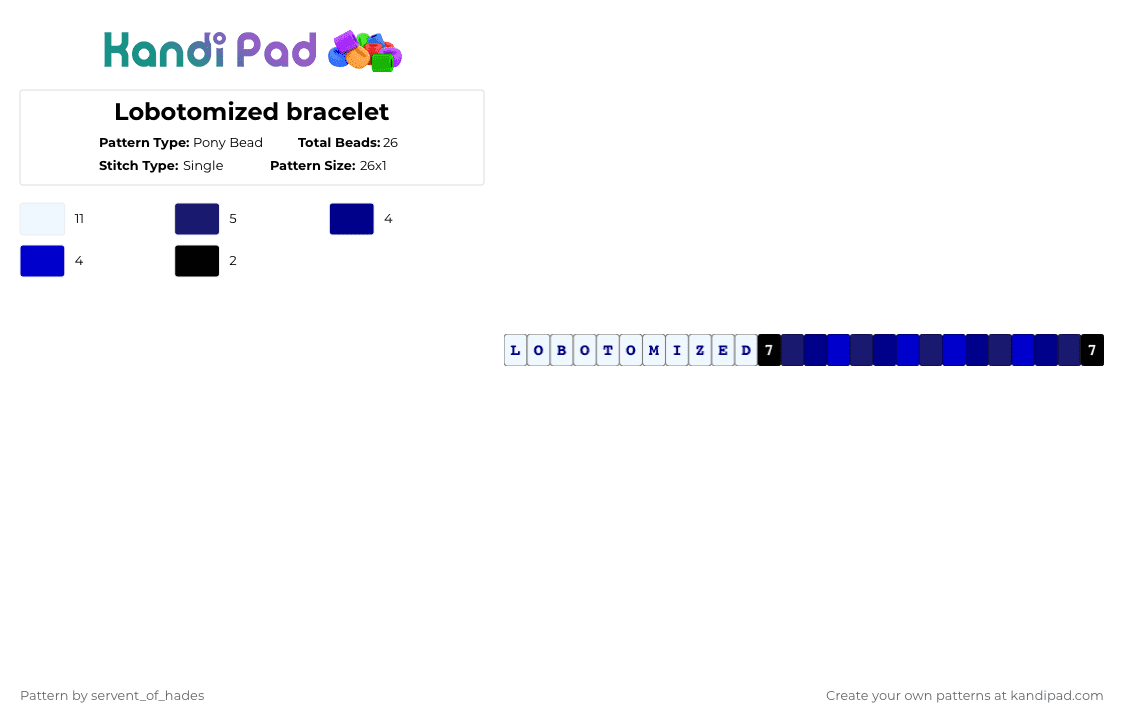 Lobotomized bracelet - Pony Bead Pattern by servent_of_hades on Kandi Pad - white,purple,blue,lobotomy,lobotomized,smile