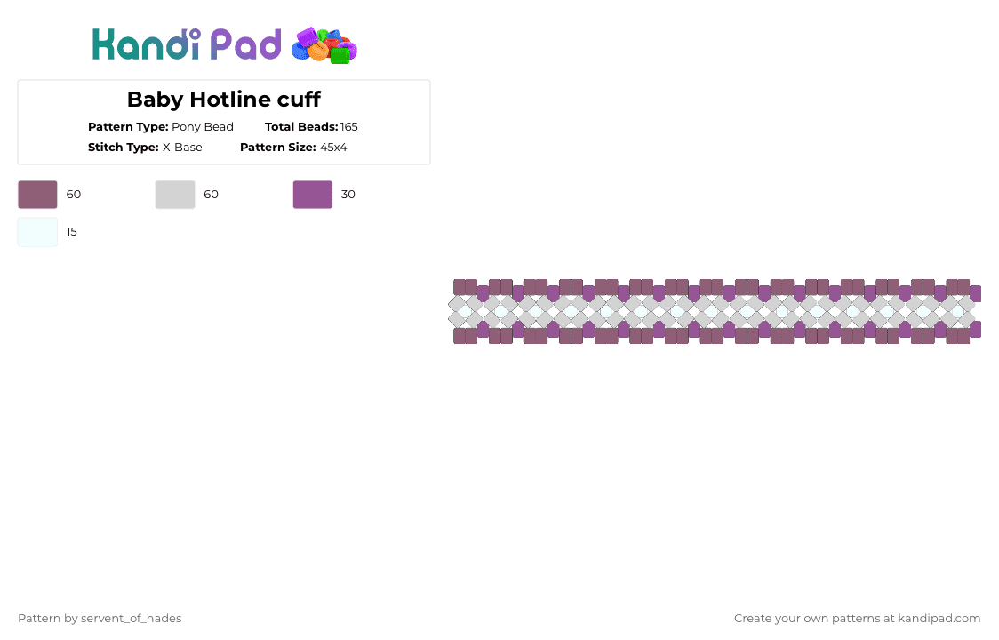 Baby Hotline cuff - Pony Bead Pattern by servent_of_hades on Kandi Pad - pink,white,baby hotline,jack stauber,cuff,music