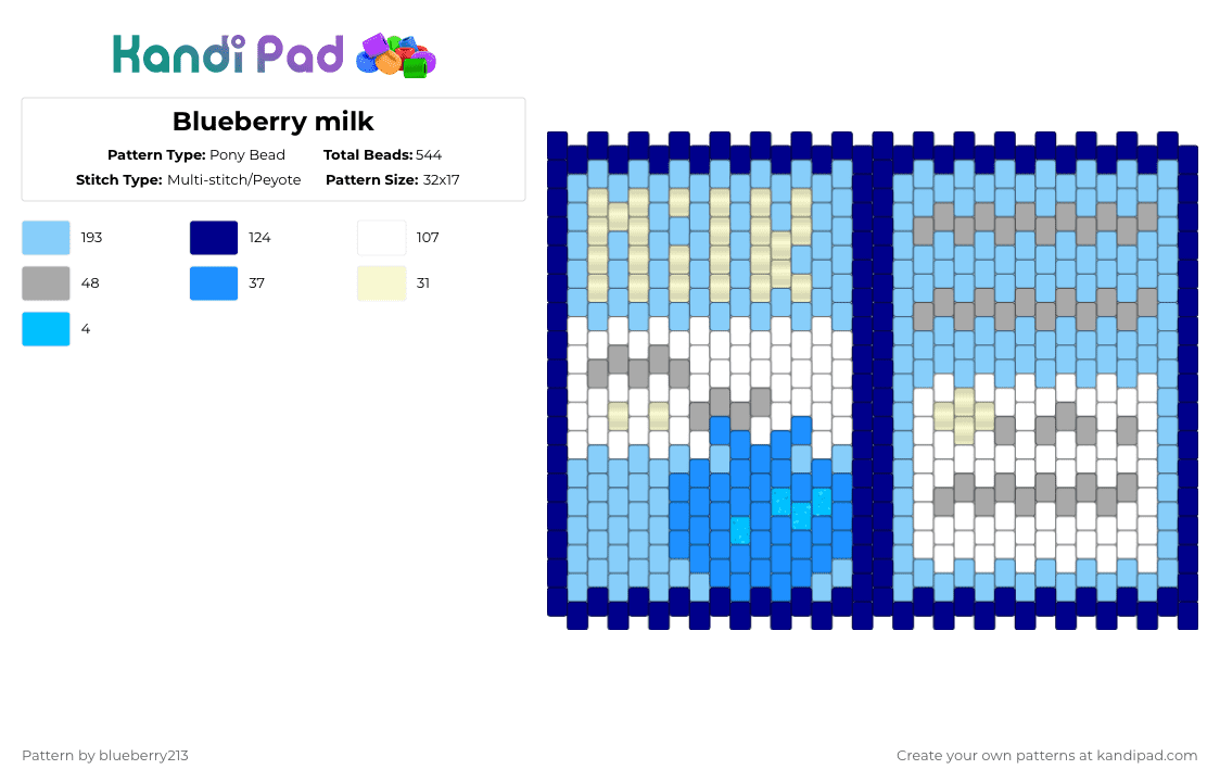 Blueberry milk - Pony Bead Pattern by blueberry213 on Kandi Pad - light blue