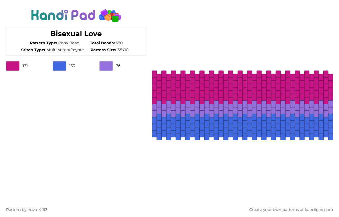 Bisexual Love - Pony Bead Pattern by nova_4l1f3 on Kandi Pad - pink,blue