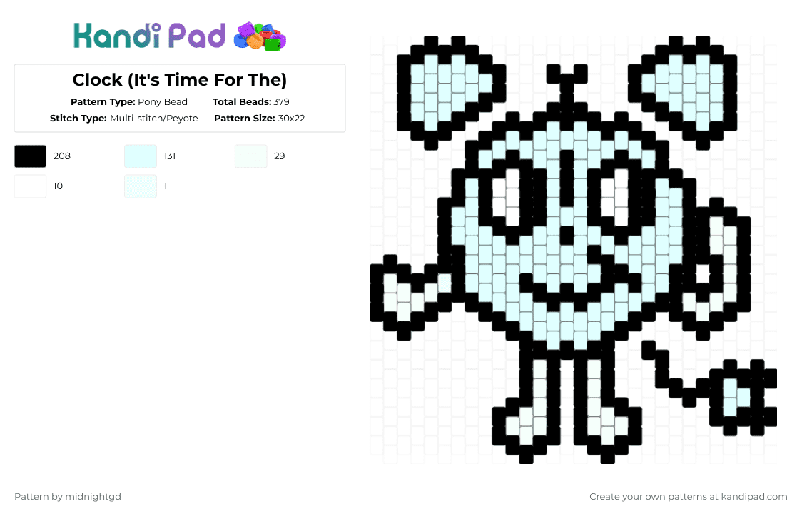 Clock (It\'s Time For The) - Pony Bead Pattern by midnightgd on Kandi Pad - black,white,itft,its time for the,osc,itftosc,clock itft