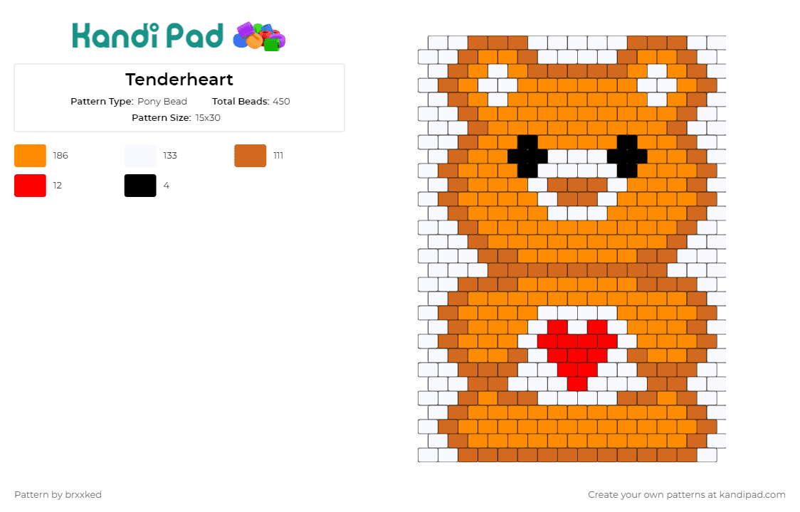Tenderheart - Pony Bead Pattern by brxxked on Kandi Pad - tenderheart bear,care bears,affection,symbol,love,care,orange