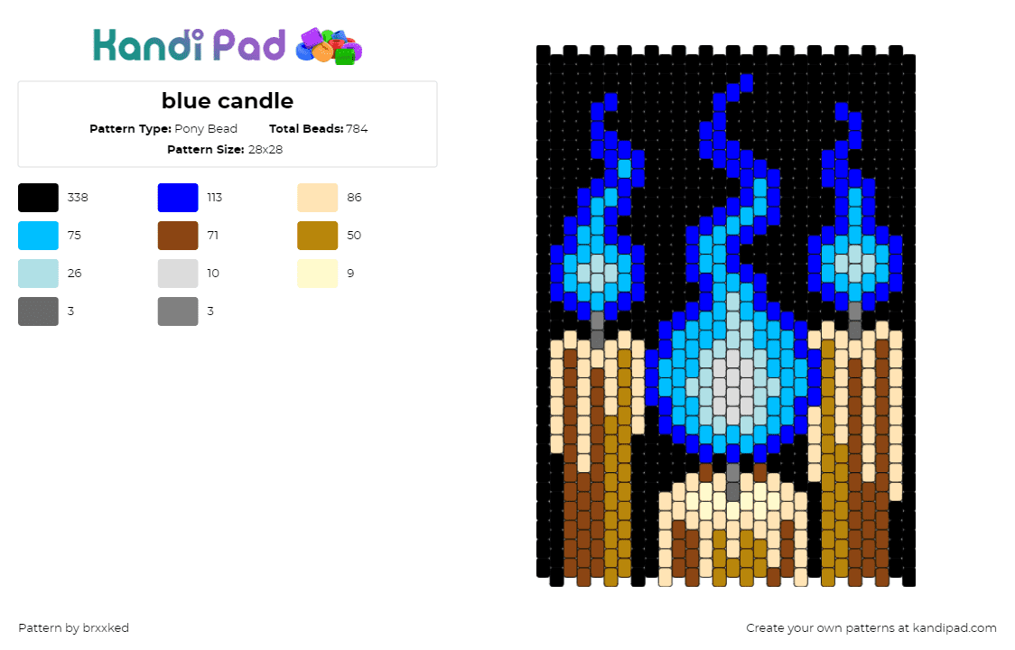 blue candle - Pony Bead Pattern by brxxked on Kandi Pad - candles,flames,spooky,halloween,panel,fire,tan,blue