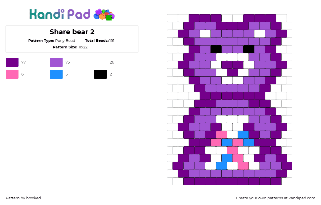 Share bear 2 - Pony Bead Pattern by brxxked on Kandi Pad - share bear,care bears,sharing,caring,lollipops,belly badge,heartwarming,spirit,g