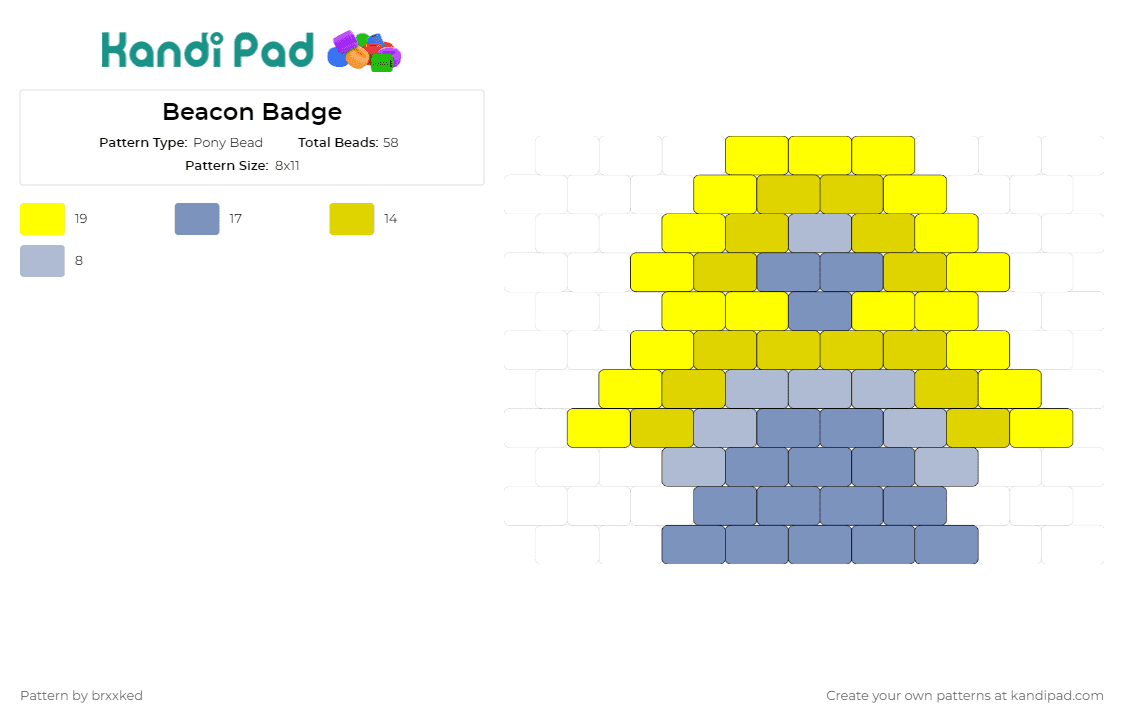 Beacon Badge - Pony Bead Pattern by brxxked on Kandi Pad - beacon gym badge,vibrant,tribute,pokemon,crafting,fan,emblem,yellow,grey