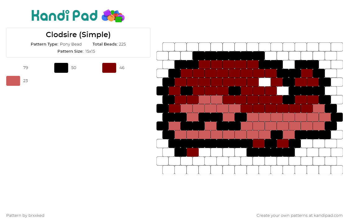 Clodsire (Simple) - Pony Bead Pattern by brxxked on Kandi Pad - clodsire,pokemon,simple,charming,rendition,beginning,seasoned,palette,classic,red