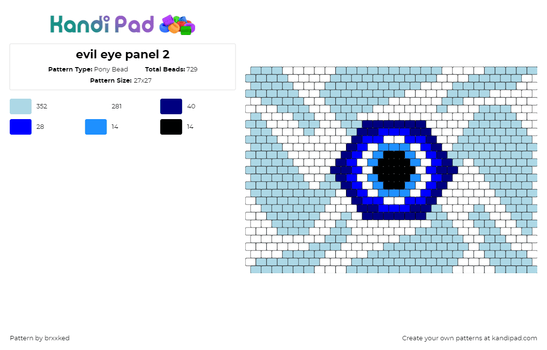 evil eye panel 2 - Pony Bead Pattern by brxxked on Kandi Pad - eyeball,eye,panel,spooky,blue,light blue,white