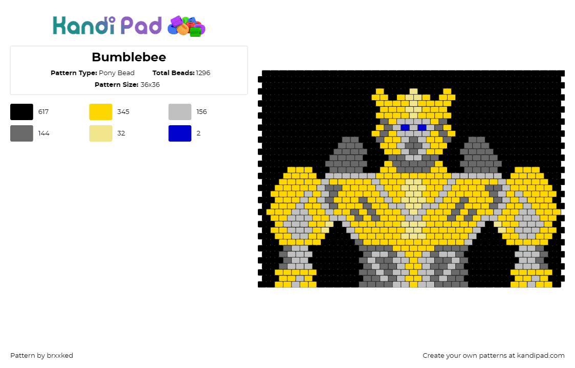 Bumblebee - Pony Bead Pattern by brxxked on Kandi Pad - bumblebee,transformers,favorite,striking,themed,yellow