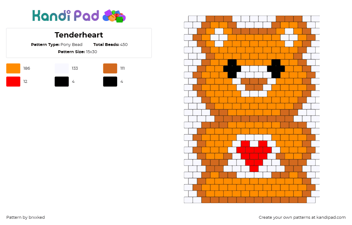 Tenderheart - Pony Bead Pattern by brxxked on Kandi Pad - tenderheart bear,care bears,affection,symbol,love,care,orange