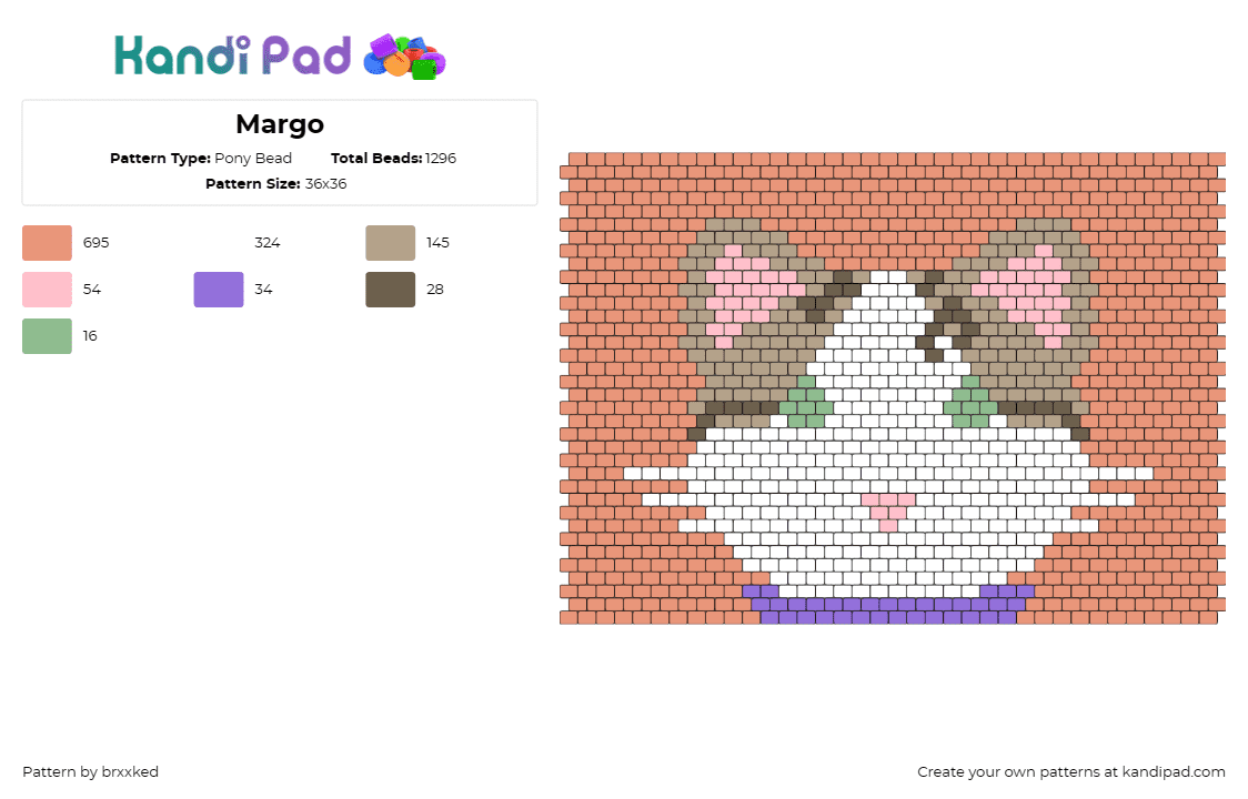 Margo - Pony Bead Pattern by brxxked on Kandi Pad - cat,kitten,adorable,sweet,visage,vibrant