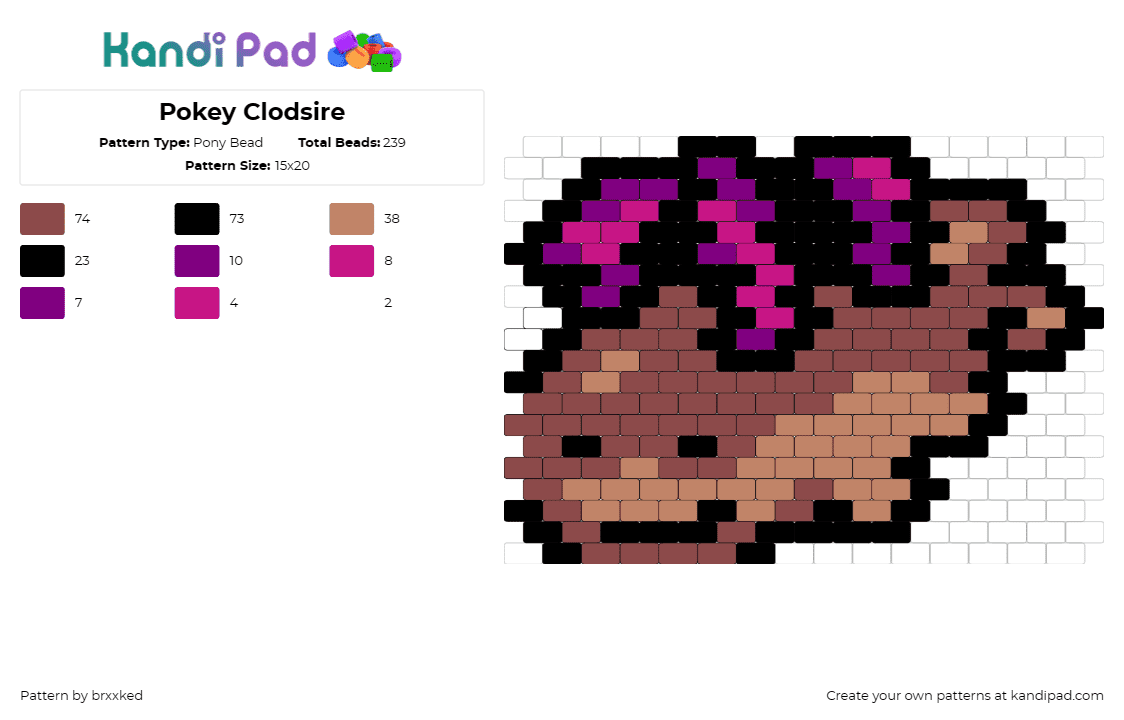 Pokey Clodsire - Pony Bead Pattern by brxxked on Kandi Pad - clodsire,pokemon,quirky,portrayal,whimsical,touch,playful,brown