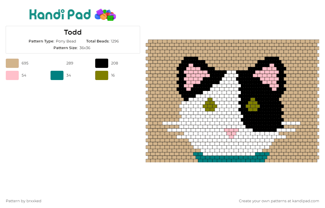 Todd - Pony Bead Pattern by brxxked on Kandi Pad - cat,kitten,delightful,depiction,endearing,expression,favorite,enthusiasts
