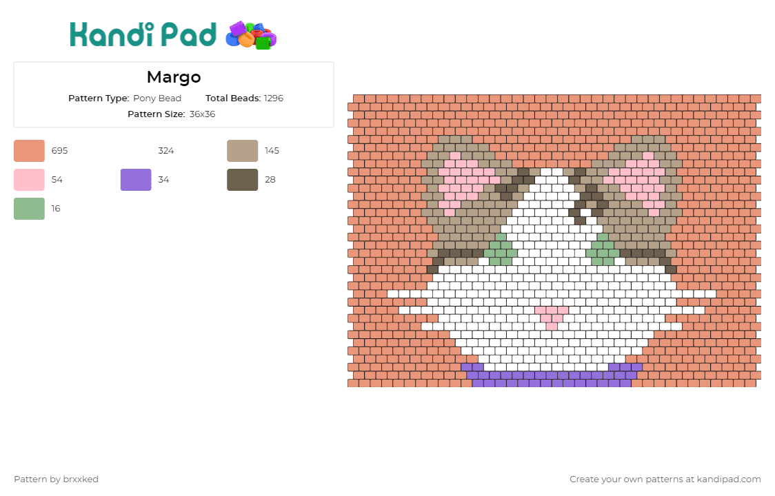 Margo - Pony Bead Pattern by brxxked on Kandi Pad - cat,kitten,adorable,charming,sweet,visage,vibrant,enthusiasts,lovers