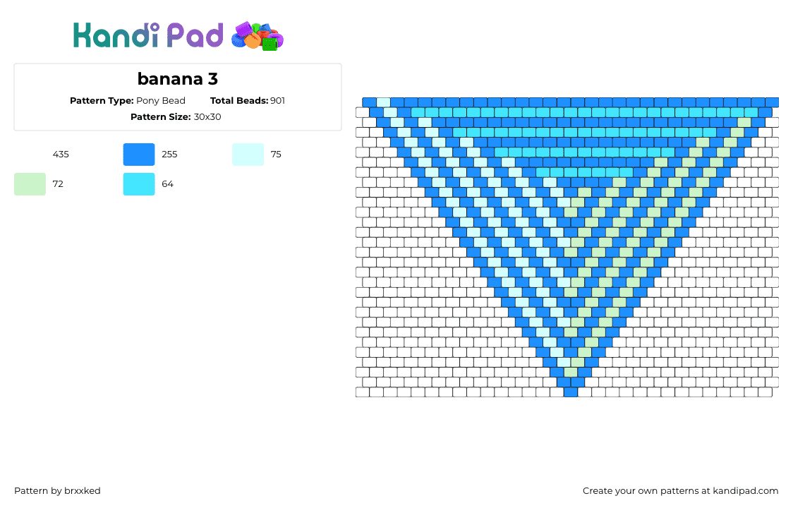 banana 3 - Pony Bead Pattern by brxxked on Kandi Pad - geometric,stripes,bandana,clothing,mask,blue,teal