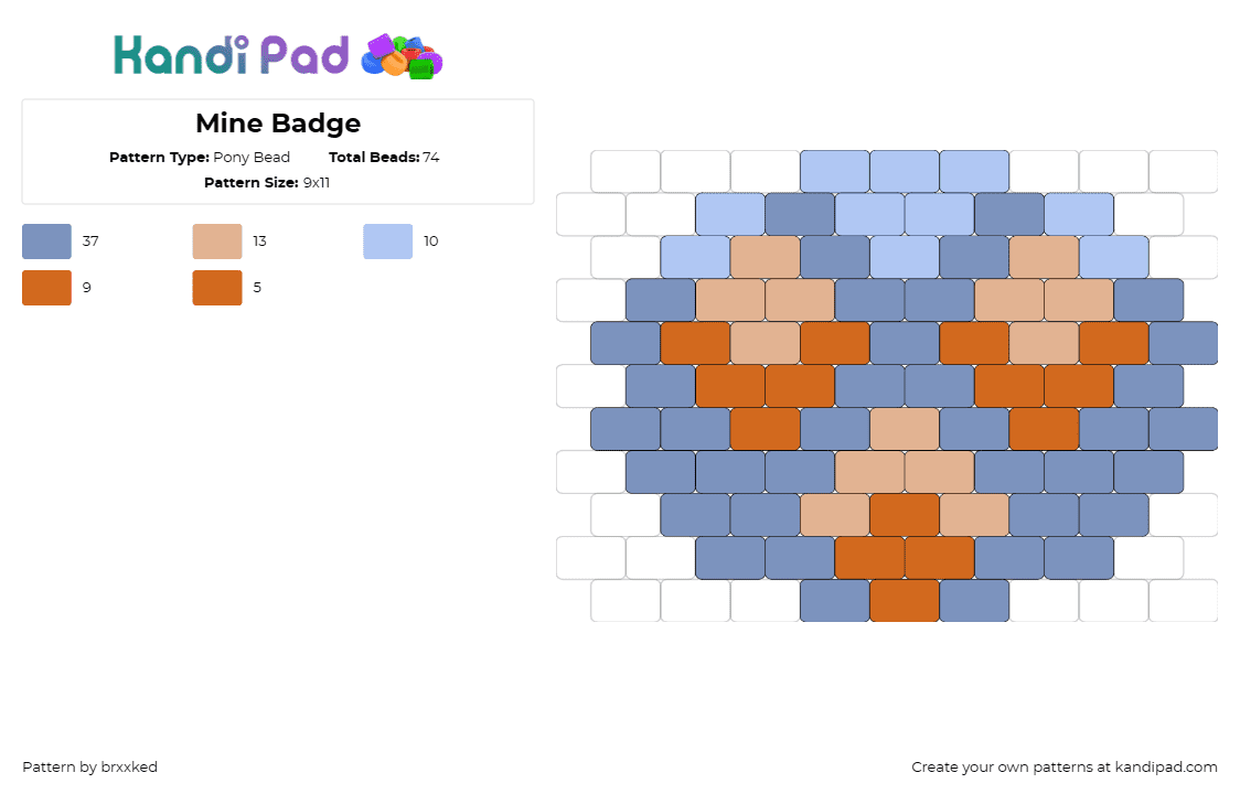 Mine Badge - Pony Bead Pattern by brxxked on Kandi Pad - mine gym badge,pokemon,tangible,achievements,fan,emblematic