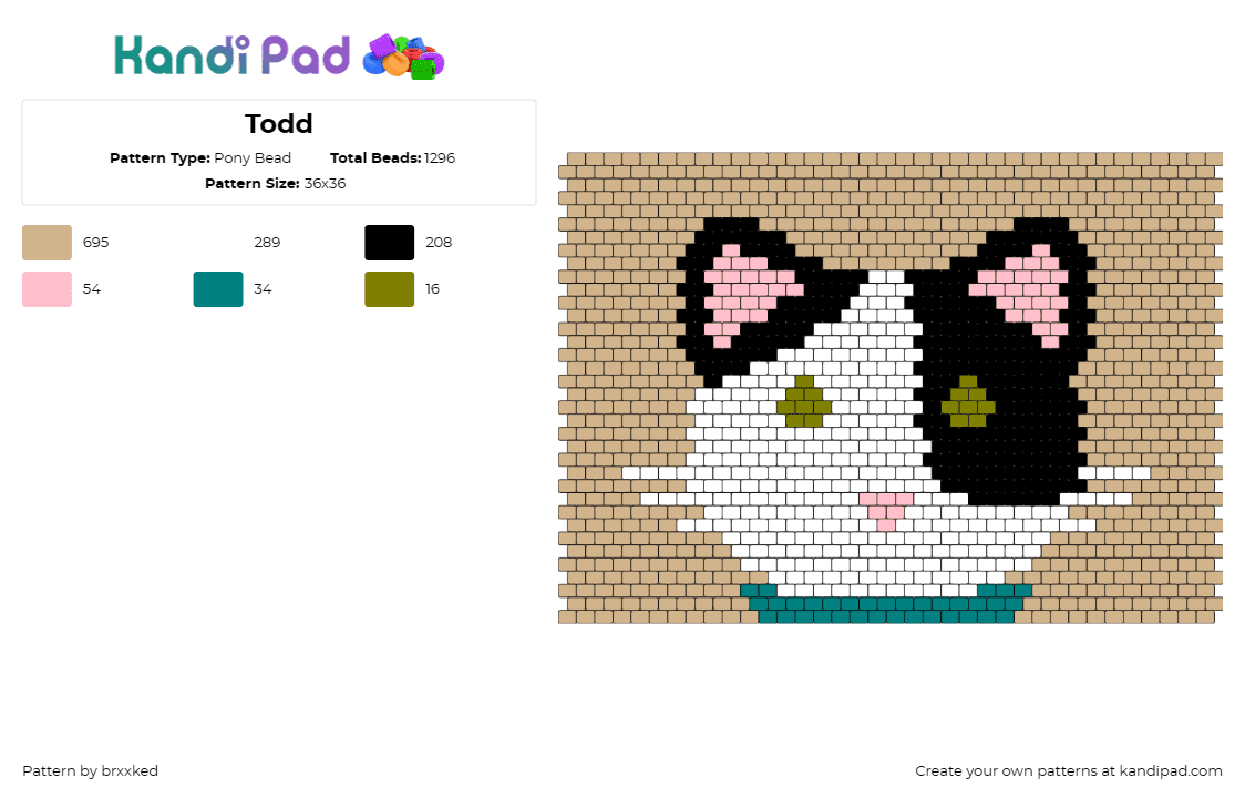 Todd - Pony Bead Pattern by brxxked on Kandi Pad - cat,kitten,expression,favorite