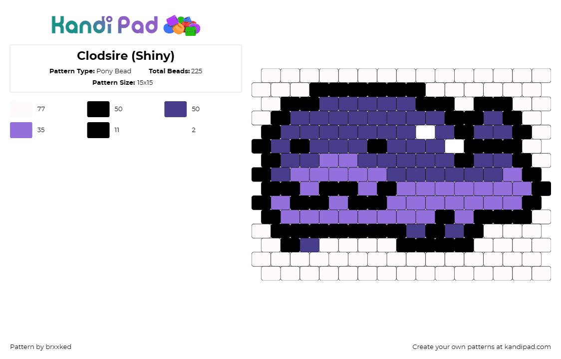 Clodsire (Shiny) - Pony Bead Pattern by brxxked on Kandi Pad - clodsire,pokemon,shiny,rare,piece,uniqueness,striking,shades,purple