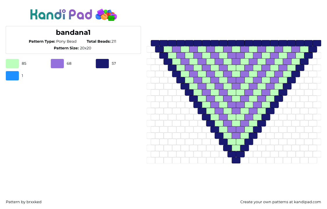 bandana1 - Pony Bead Pattern by brxxked on Kandi Pad - geometric,stripes,bandana,clothing,mask,pastel,purple,green