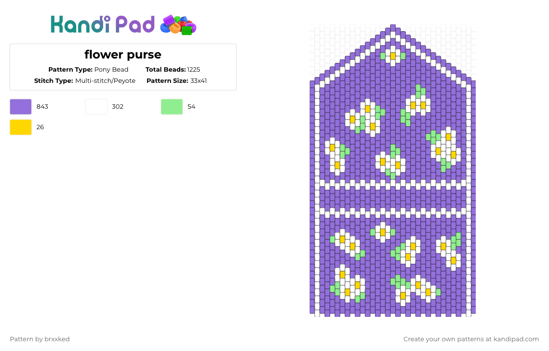 flower purse - Pony Bead Pattern by brxxked on Kandi Pad - purple
