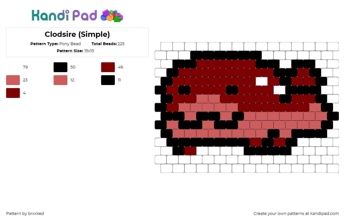 Clodsire (Simple) - Pony Bead Pattern by brxxked on Kandi Pad - clodsire,pokemon,simple,rendition,beginning,seasoned,palette,classic,red