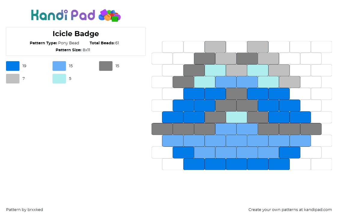 Icicle Badge - Pony Bead Pattern by brxxked on Kandi Pad - icicle gym badge,pokemon,cool,gamer,frosty,collectible,blue