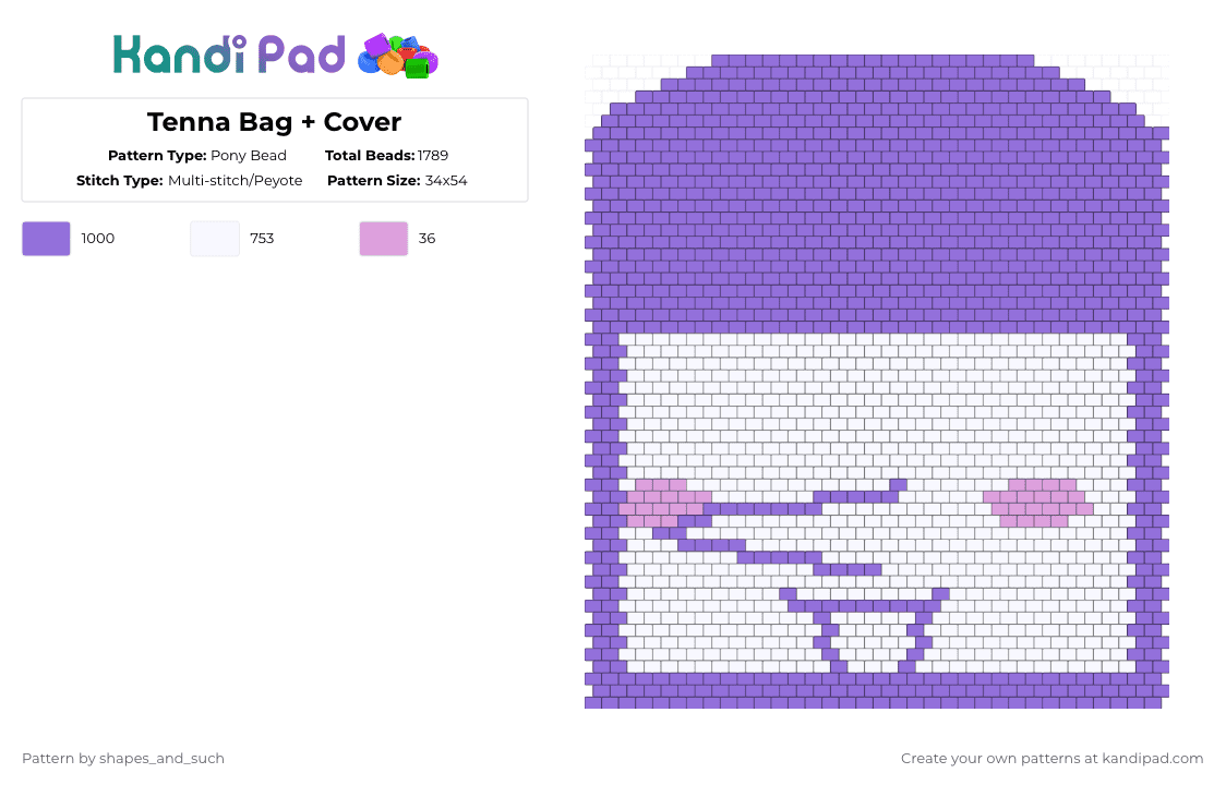 Tenna Bag + Cover - Pony Bead Pattern by shapes_and_such on Kandi Pad - purple