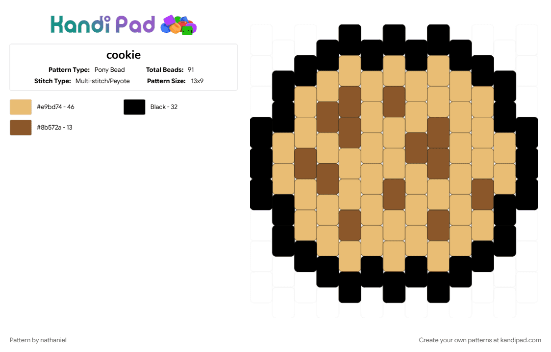 cookie - Pony Bead Pattern by nathaniel on Kandi Pad - orange