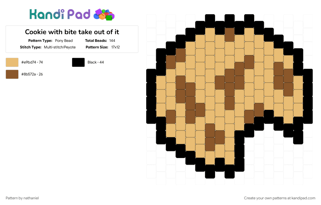 Cookie with bite take out of it - Pony Bead Pattern by nathaniel on Kandi Pad - orange, tan