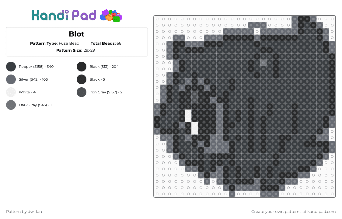 Blot - Fuse Bead Pattern by dw_fan on Kandi Pad - black,gray,dandys world,blot