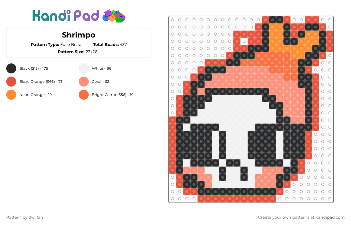 Shrimpo - Fuse Bead Pattern by dw_fan on Kandi Pad - red,orange,dandys world,shrimpo