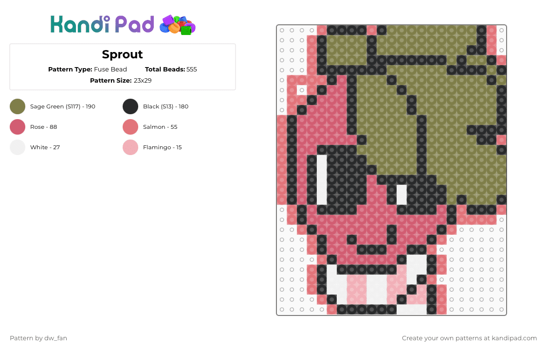 Sprout - Fuse Bead Pattern by dw_fan on Kandi Pad - gold,red,dandys world,sprout