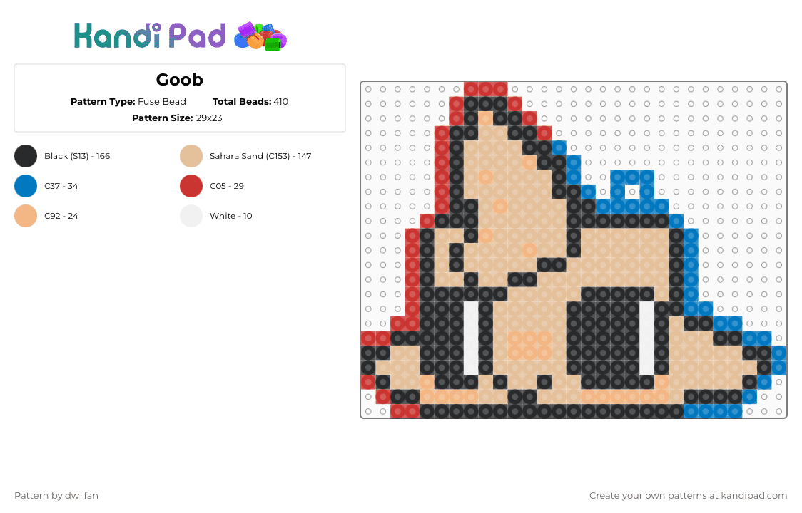 Goob - Fuse Bead Pattern by dw_fan on Kandi Pad - beige, dandys world, goob