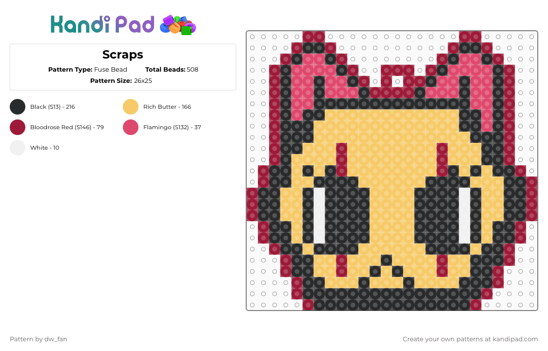 Scraps - Fuse Bead Pattern by dw_fan on Kandi Pad - yellow,red,dandys world,scraps