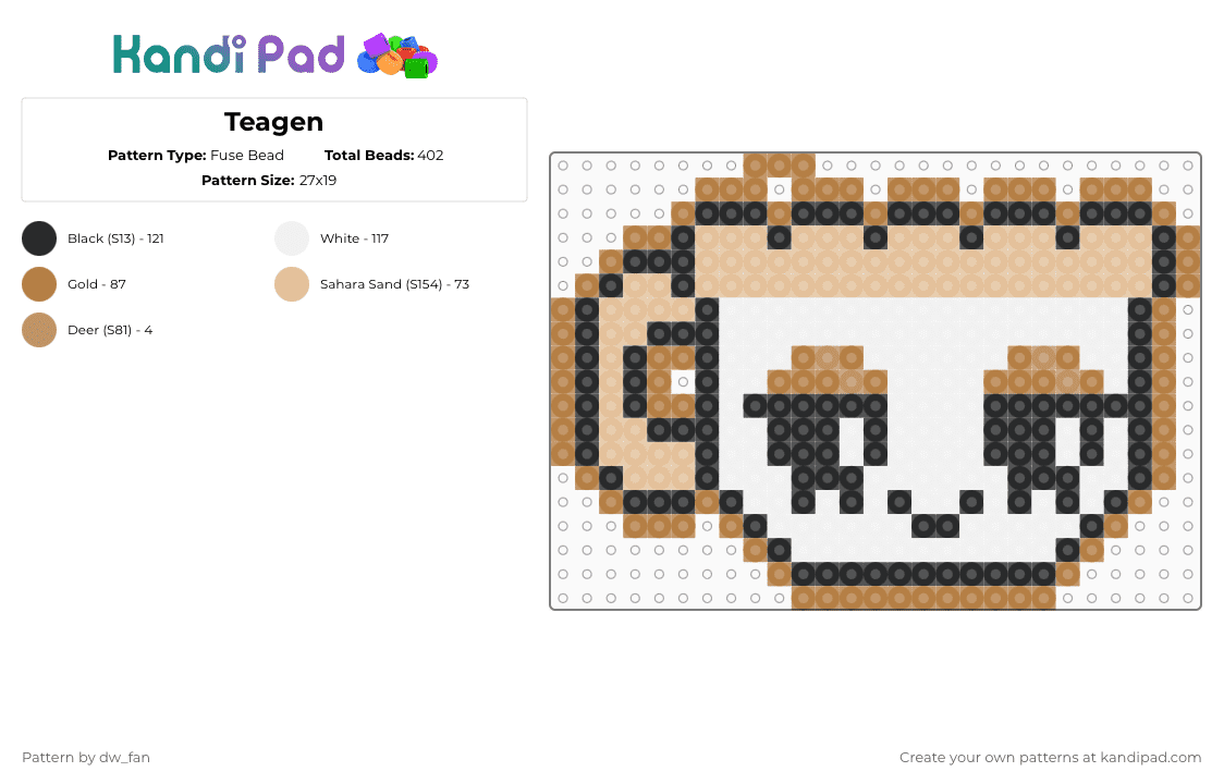 Teagen - Fuse Bead Pattern by dw_fan on Kandi Pad - beige,tan,dandys world,teagen