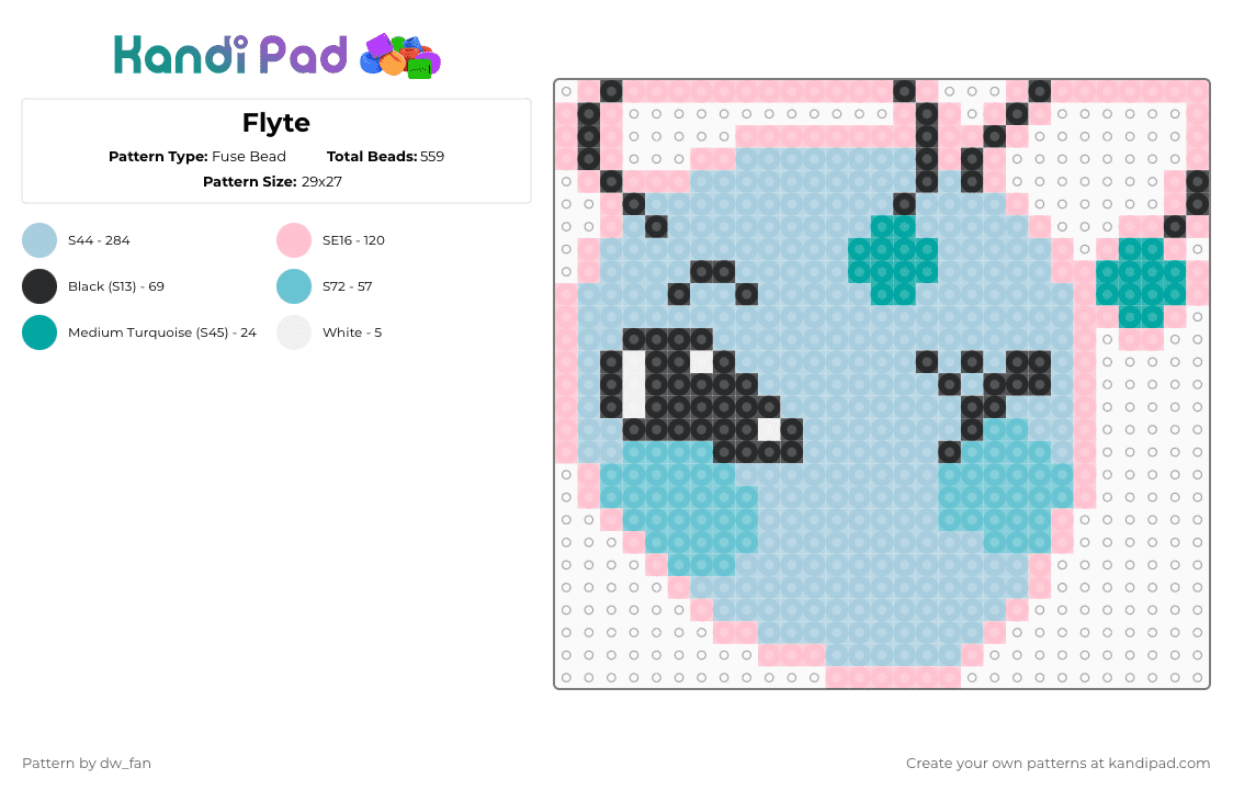 Flyte - Fuse Bead Pattern by dw_fan on Kandi Pad - light blue,dandys world,flyte