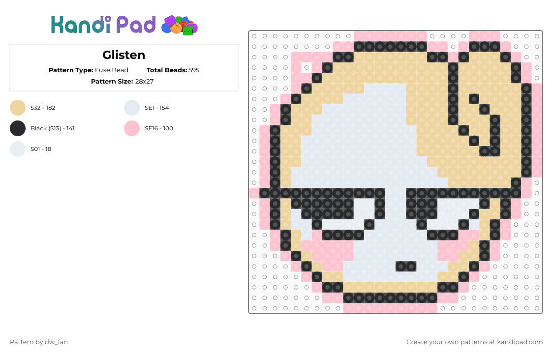Glisten - Fuse Bead Pattern by dw_fan on Kandi Pad - beige,pink,dandys world,glisten