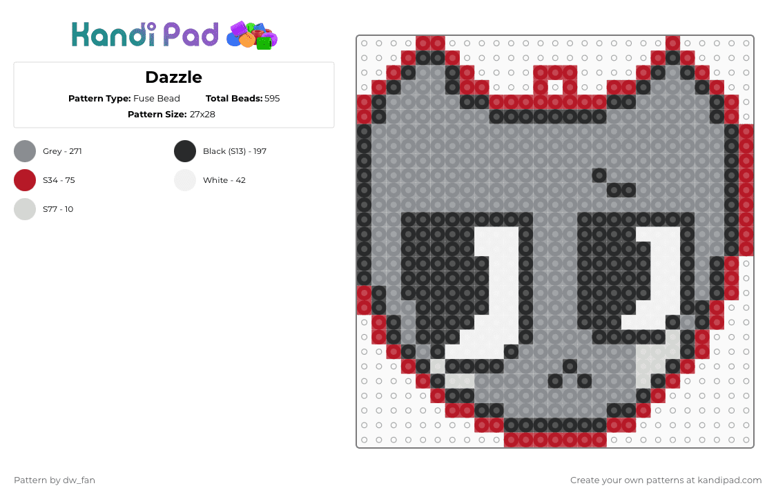 Dazzle - Fuse Bead Pattern by dw_fan on Kandi Pad - gray,dandys world,dazzle