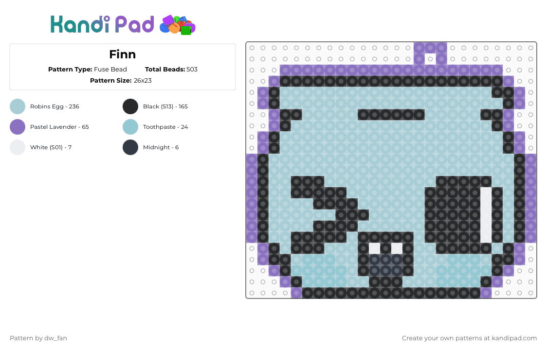 Finn - Fuse Bead Pattern by dw_fan on Kandi Pad - light blue,finn,dandys world