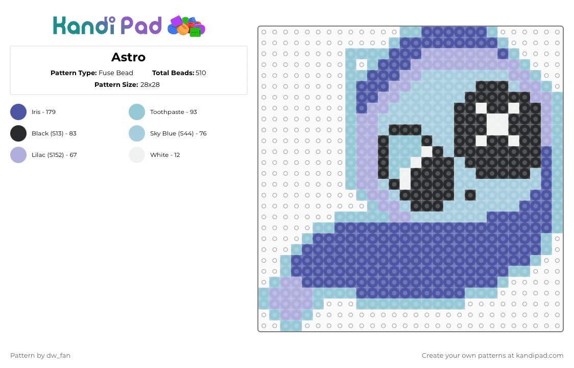 Astro - Fuse Bead Pattern by dw_fan on Kandi Pad - light blue,purple,dandys world,astro