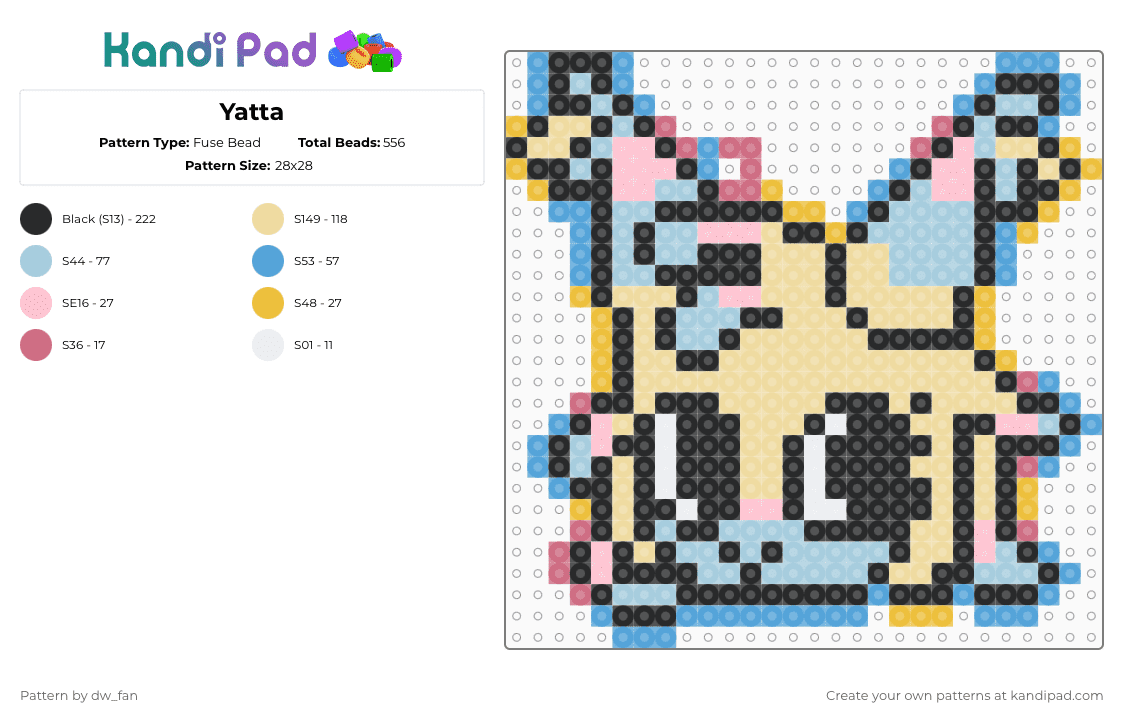 Yatta - Fuse Bead Pattern by dw_fan on Kandi Pad - beige,light blue,dandys world,yatta