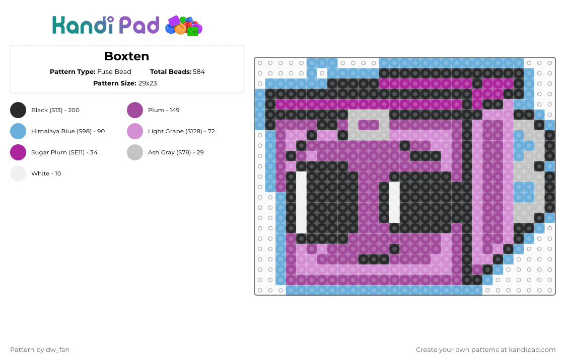 Boxten - Fuse Bead Pattern by dw_fan on Kandi Pad - pink,dandys world,boxten