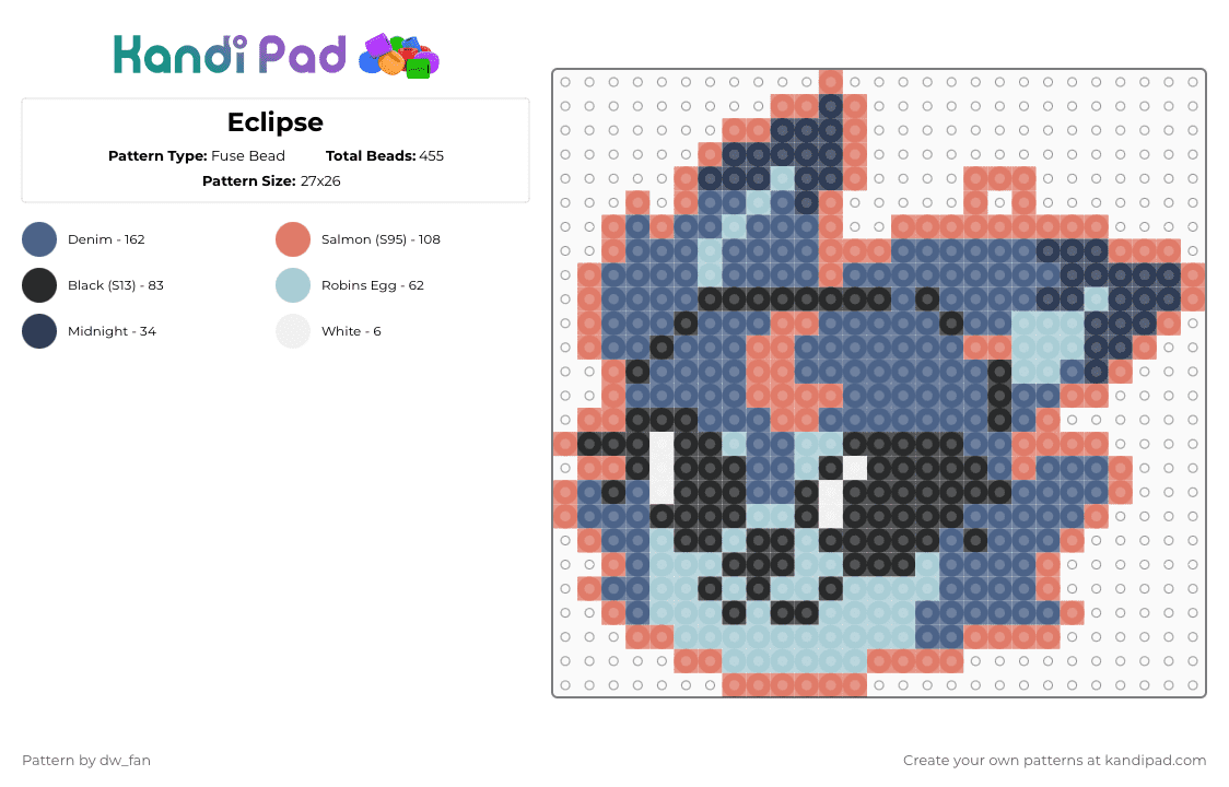 Eclipse - Fuse Bead Pattern by dw_fan on Kandi Pad - orange,blue,dandys world,eclipse