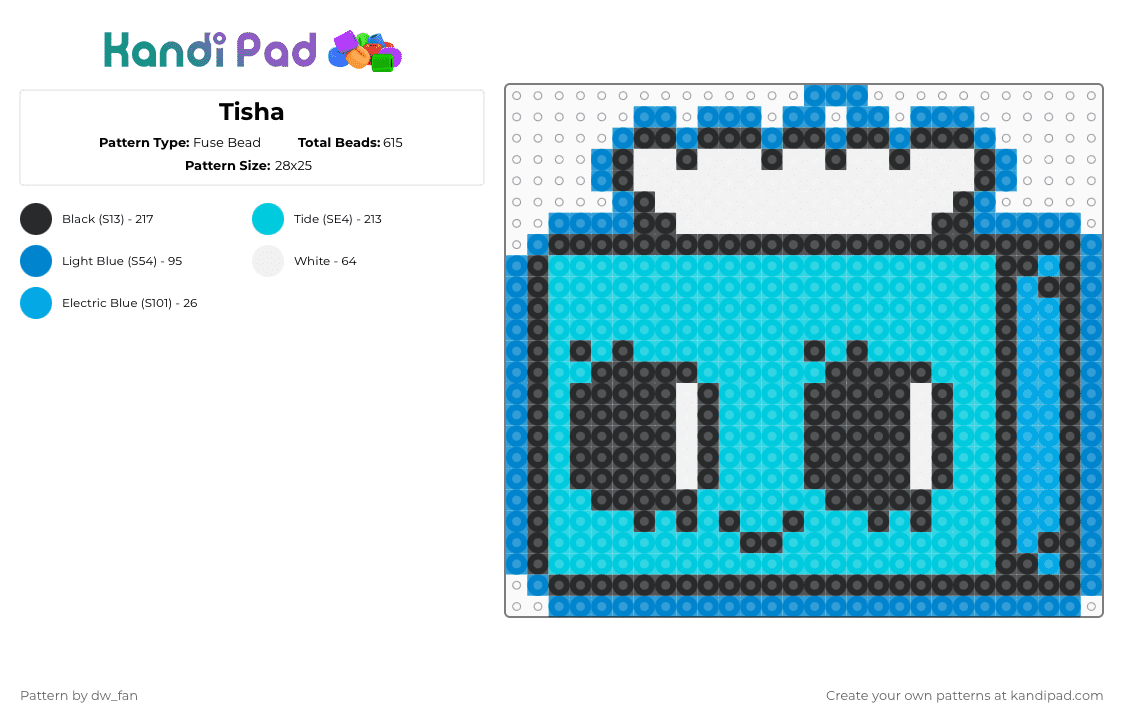 Tisha - Fuse Bead Pattern by dw_fan on Kandi Pad - light blue,blue,dandys world,tisha