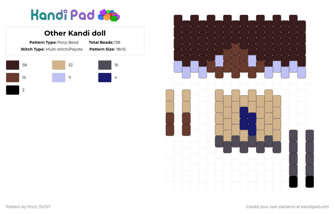 Other Kandi doll - Pony Bead Pattern by finch_flo727 on Kandi Pad - brown,beige