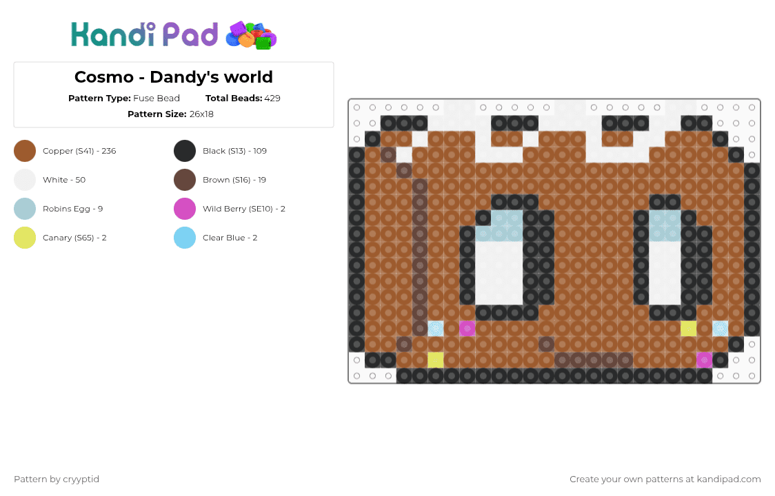 Cosmo - Dandy\'s world - Fuse Bead Pattern by cryyptid on Kandi Pad - tan,dandysworld